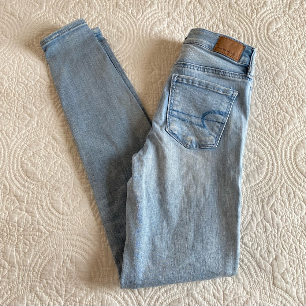American Eagle high rise Jeggings light wash size 0 long